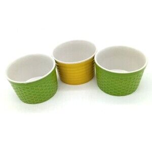 Over & Back Inc. Set of Three 4" Colorful Ramekins Custard Bowls Portugal